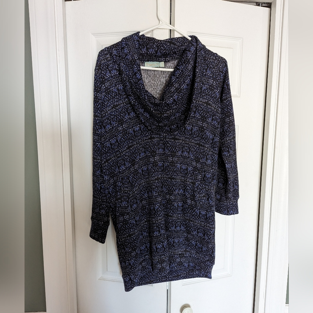 Veronica M blue/black patterned sweater dress, size M